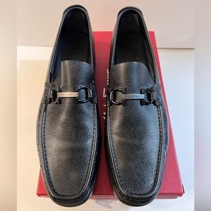 Salvatore Ferragamo  Gancini Black Leather Loafers Shoes Size 12 D